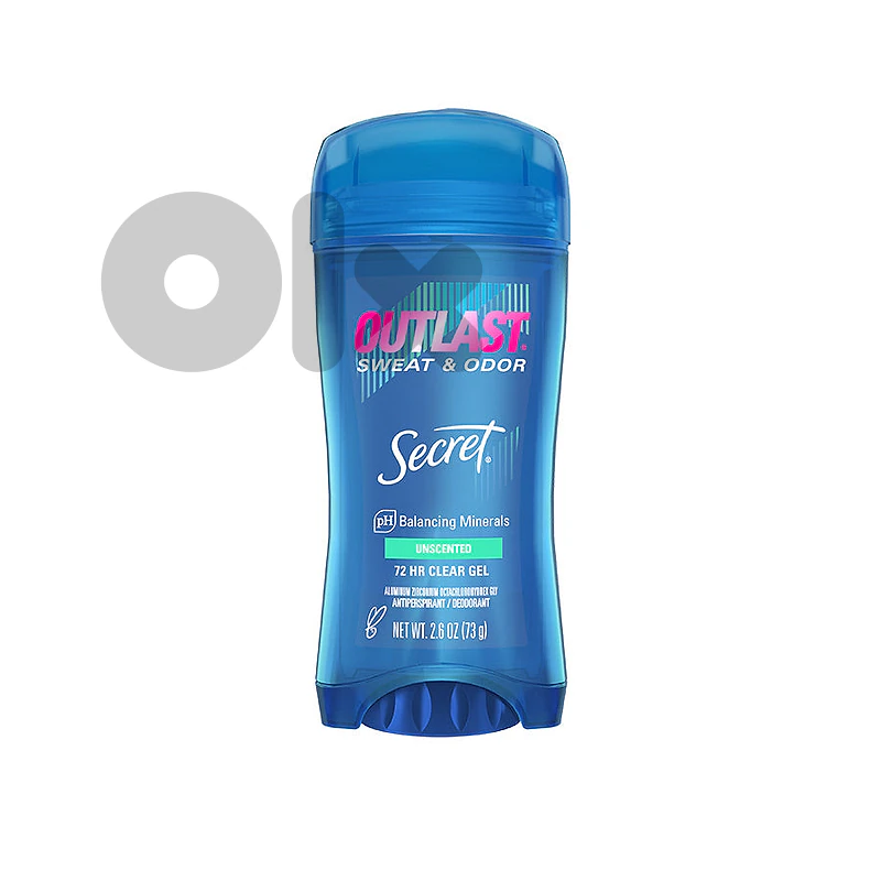 Secret Outlast Sweat & Odor Unscented 72 HR Clear Gel Antiperspirant 73 g