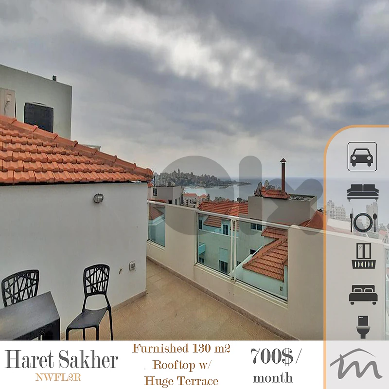 Haret Sakher | Furnished 130m² Rooftop ~ Huge Terrace | Panoramic View