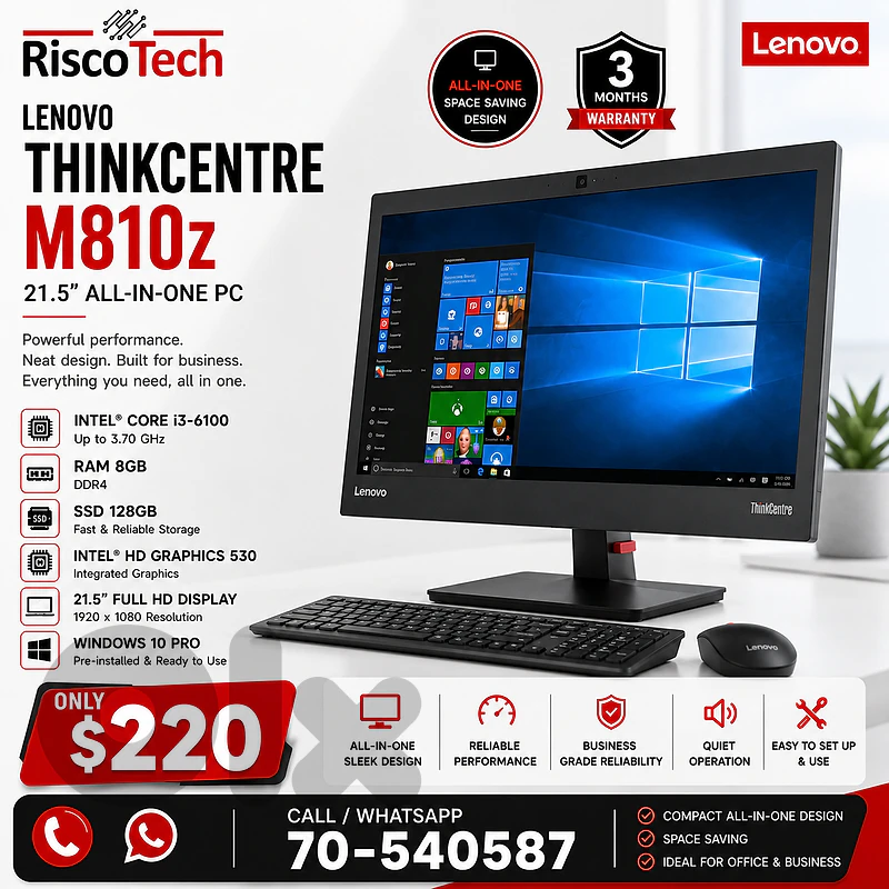Lenovo ThinkCentre M810z All-in-One PC | i3-6100 | 8GB | كمبيوتر Lenovo ThinkCentre M810z All-in-One PC | i3-6100 | 8GB | كمبيوتر