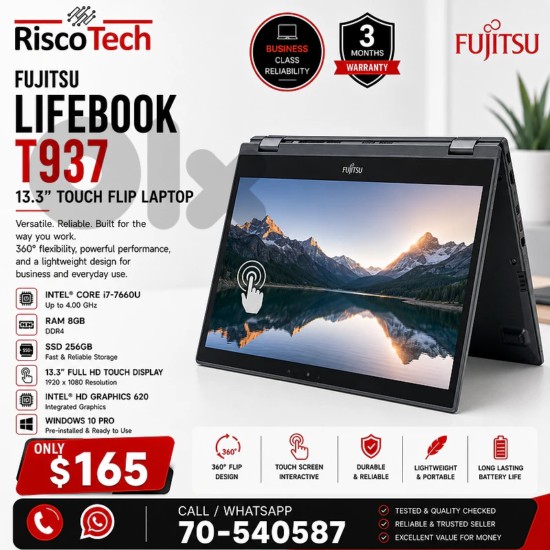 Fujitsu LifeBook T937 Laptop | i7-7660U | 8GB | 256GB SSD | لابتوب Fujitsu LifeBook T937 Laptop | i7-7660U | 8GB | 256GB SSD | لابتوب