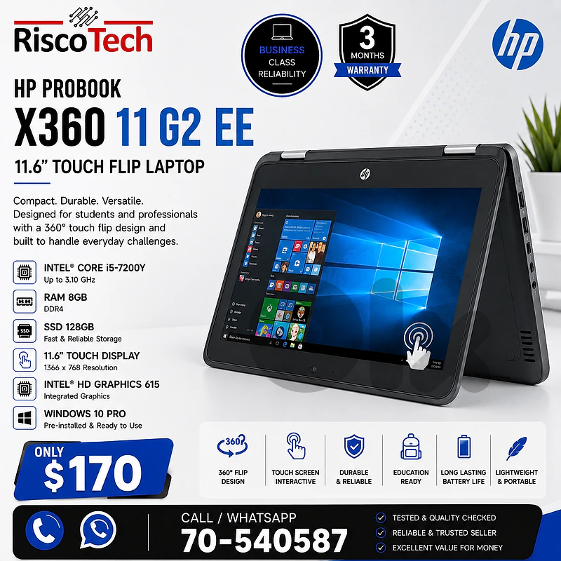 HP ProBook x360 11 G2 EE Laptop | i5-7200Y | 8GB | 128GB SSD | لابتوب HP ProBook x360 11 G2 EE Laptop | i5-7200Y | 8GB | 128GB SSD | لابتوب