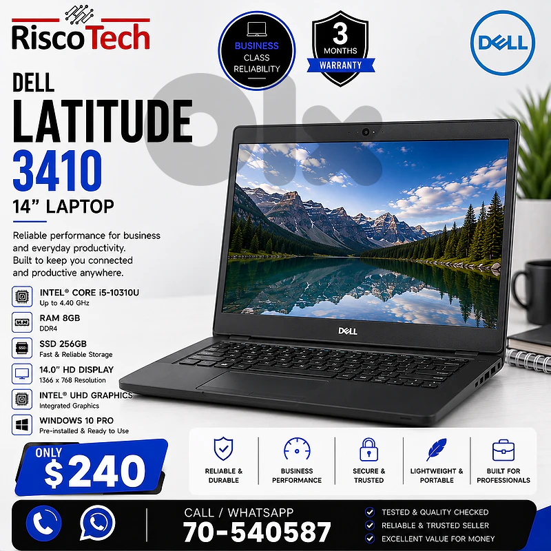 Dell Latitude 3410 Laptop | i5-10310U | 8GB | 256GB SSD | 14” | لابتوب