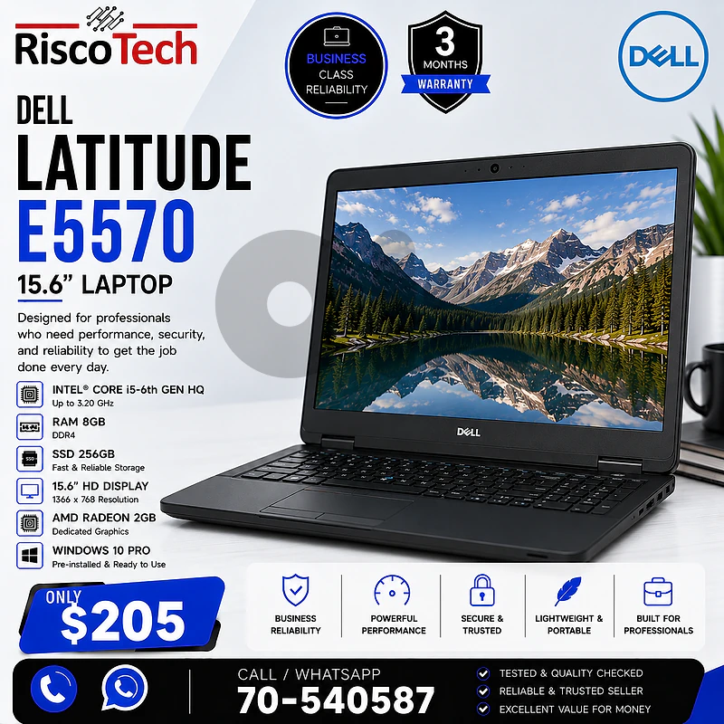 Dell Latitude E5570 Laptop | i5-6440HQ | 8GB | 256GB SSD | لابتوب