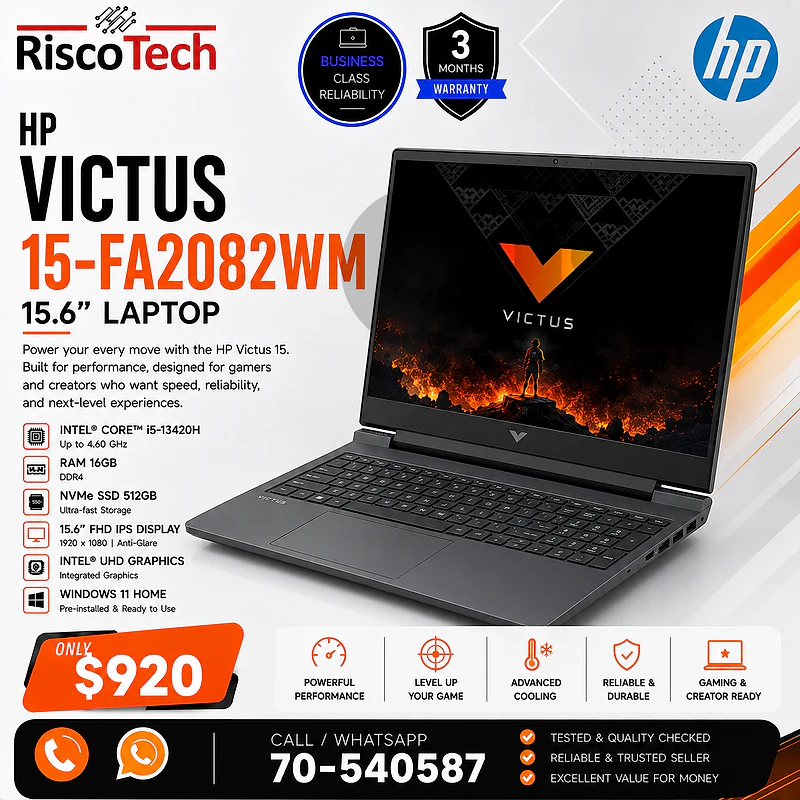 HP Victus 15-fa2082wm Gaming Laptop | i5-13420H | 16GB | لابتوب HP Victus 15-fa2082wm Gaming Laptop | i5-13420H | 16GB | لابتوب