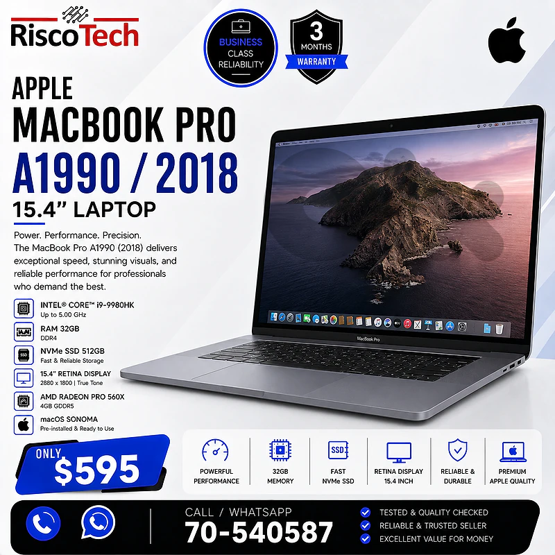 Apple MacBook Pro A1990 / 2018 Laptop | i9-9980HK | 32GB | لابتوب