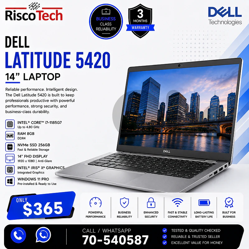 Dell Latitude 5420 Laptop | i7-1185G7 | 8GB | 256GB NVMe | لابتوب