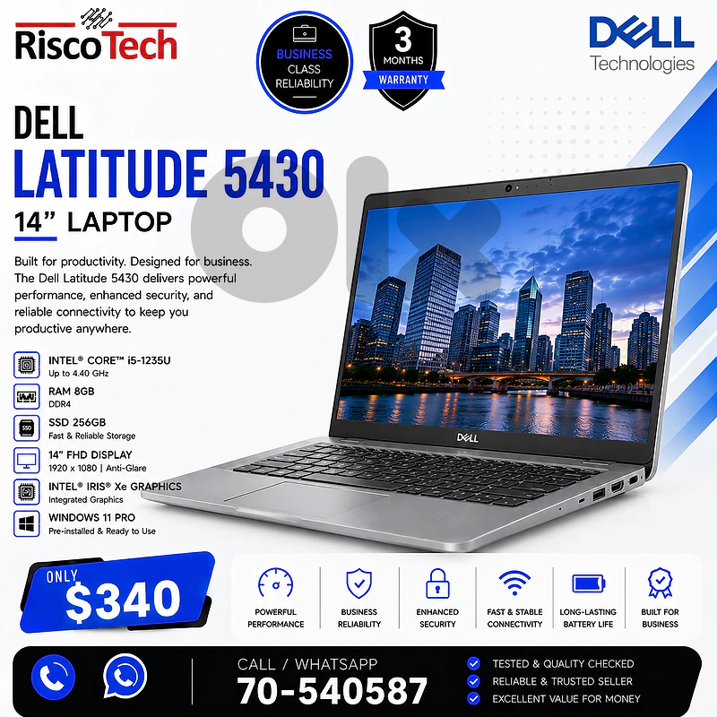 Dell Latitude 5430 Laptop | i5-1235U | 8GB | 256GB SSD | 14” | لابتوب