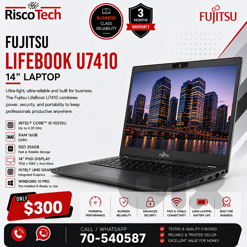 Fujitsu LifeBook U7410 Laptop | i5-10210U | 16GB | 256GB SSD | لابتوب