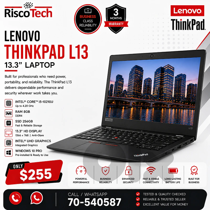 Lenovo ThinkPad L13 Laptop | i5-10210U | 8GB | 256GB SSD | لابتوب