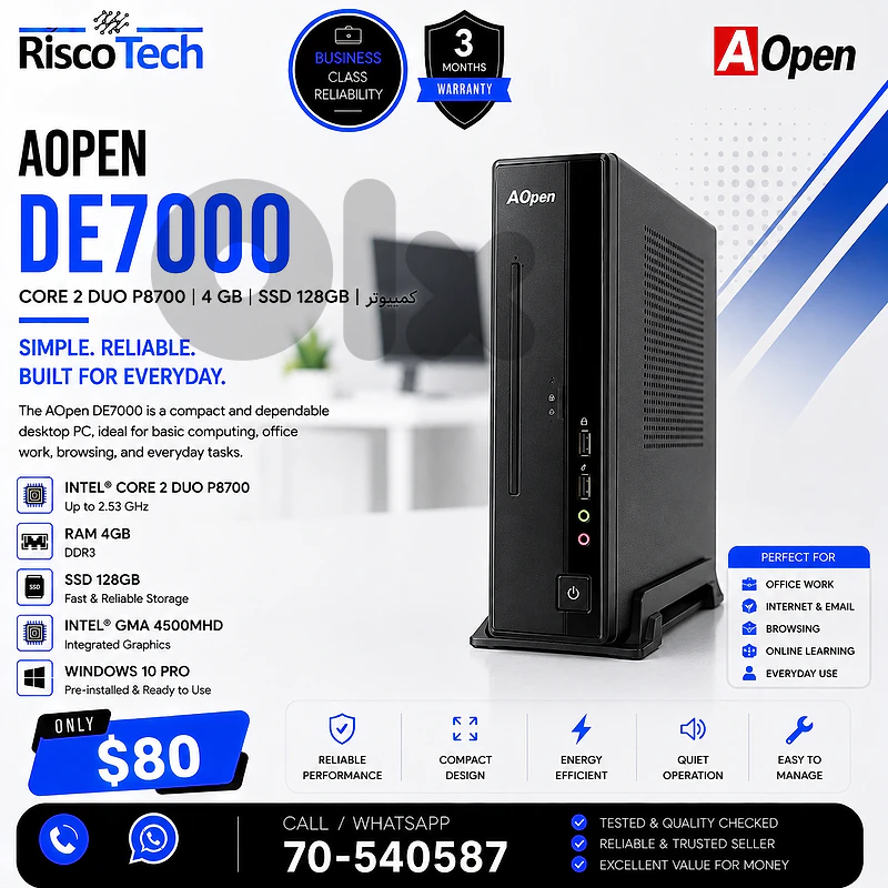 AOpen DE7000 USFF PC | Core 2 Duo | 4GB | 9300 | 128GB SSD | كمبيوتر AOpen DE7000 USFF PC | Core 2 Duo | 4GB | 9300 | 128GB SSD | كمبيوتر