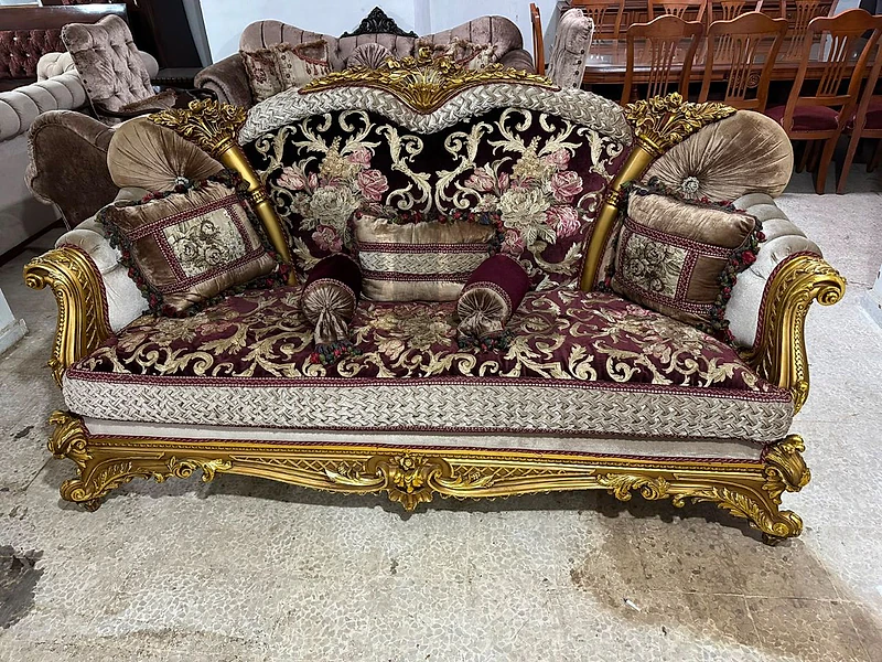 طقم كنبايات شغل دمياط ملكي حفر خشب زان مصري شبه جديد
