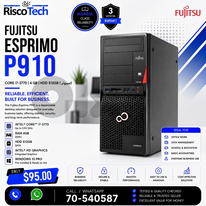 Fujitsu Esprimo P910 Mini Tower PC | i7-3770 | 4GB | Win 10 | كمبيوتر