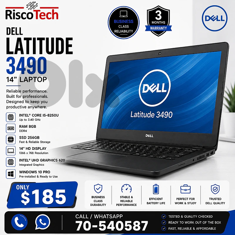 Dell Latitude 3490 Laptop | i5-8250U | 8GB | 256GB SSD | 14” | لابتوب