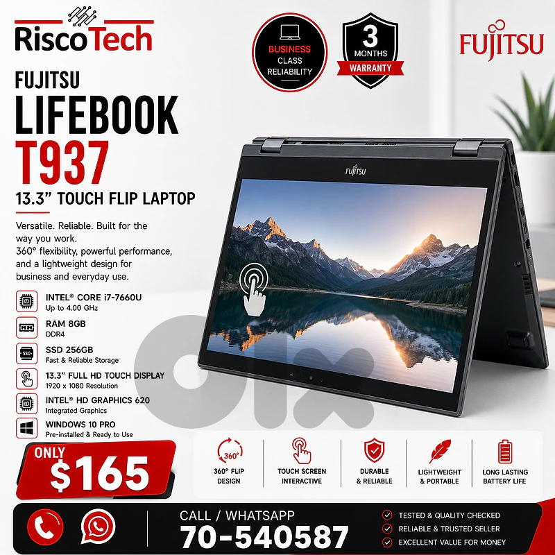 Fujitsu LifeBook T937 Laptop | i7-7660U | 8GB | 256GB SSD | لابتوب Fujitsu LifeBook T937 Laptop | i7-7660U | 8GB | 256GB SSD | لابتوب