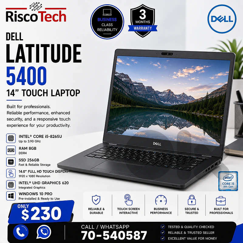 Dell Latitude 5400 Laptop | i5-8265U | 8GB | 256GB SSD | 14” | لابتوب Dell Latitude 5400 Laptop | i5-8265U | 8GB | 256GB SSD | 14” | لابتوب