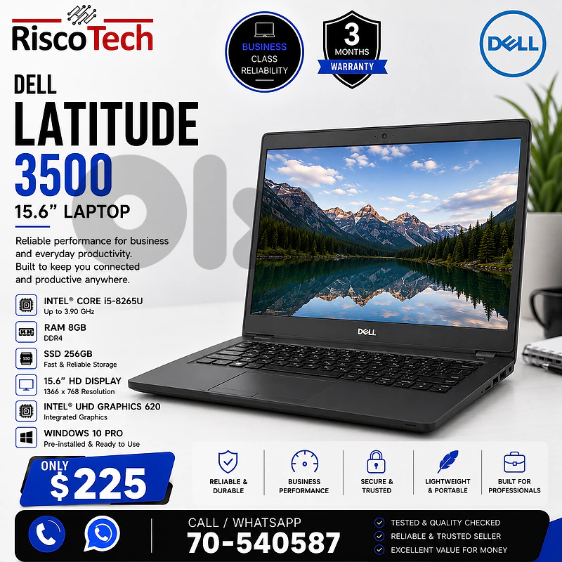 Dell Latitude 3500 Laptop | i5-8265U | 8GB | 256GB SSD | لابتوب Dell Latitude 3500 Laptop | i5-8265U | 8GB | 256GB SSD | لابتوب