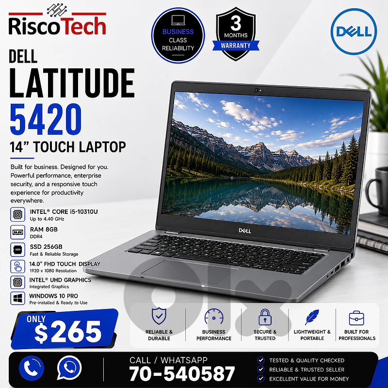 Dell Latitude 5420 Laptop | i5-10310U | 8GB | 256GB SSD | 14” | لابتوب Dell Latitude 5420 Laptop | i5-10310U | 8GB | 256GB SSD | 14” | لابتوب