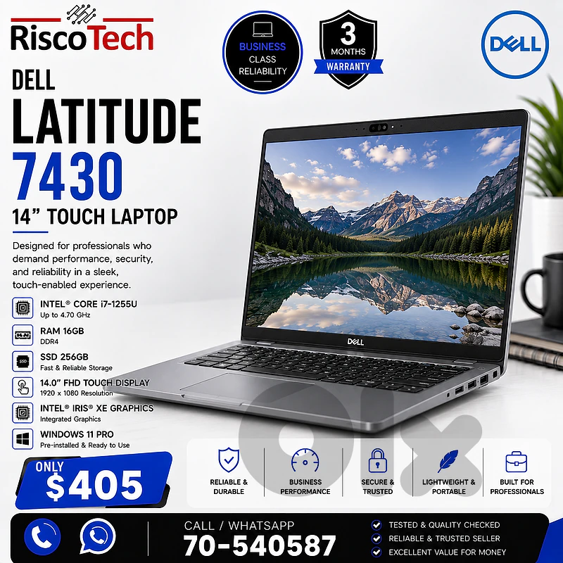 Dell Latitude 7430 Laptop | i7-1255U | 16GB | 256GB SSD | 14” | لابتوب Dell Latitude 7430 Laptop | i7-1255U | 16GB | 256GB SSD | 14” | لابتوب