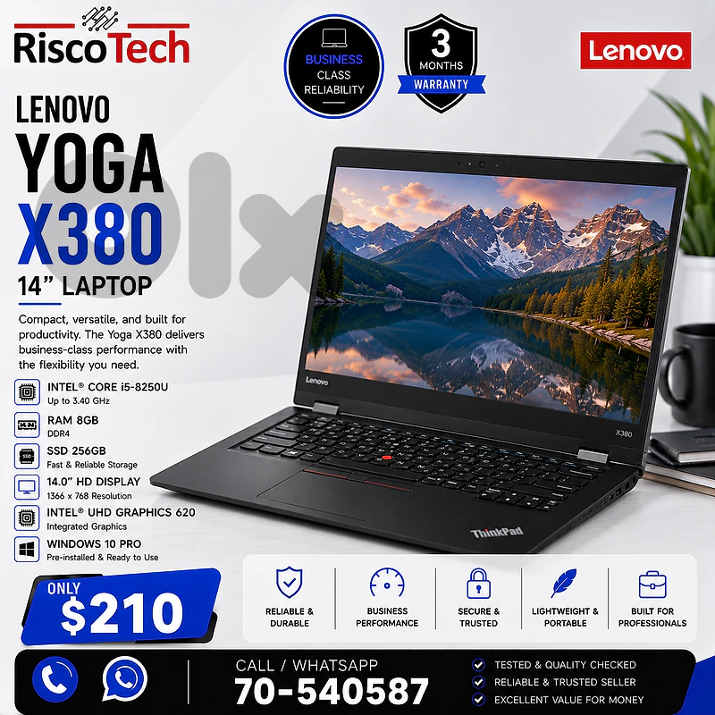 Lenovo ThinkPad X380 Yoga Laptop | i5-8250U | 8GB | 256GB SSD | لابتوب Lenovo ThinkPad X380 Yoga Laptop | i5-8250U | 8GB | 256GB SSD | لابتوب