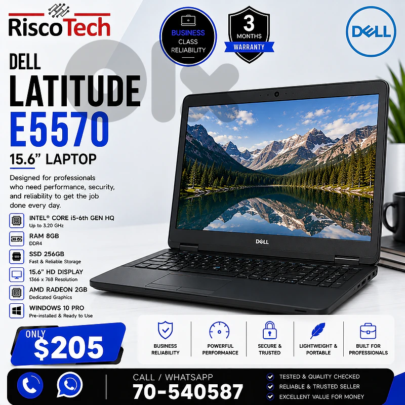 Dell Latitude E5570 Laptop | i5-6440HQ | 8GB | 256GB SSD | لابتوب Dell Latitude E5570 Laptop | i5-6440HQ | 8GB | 256GB SSD | لابتوب