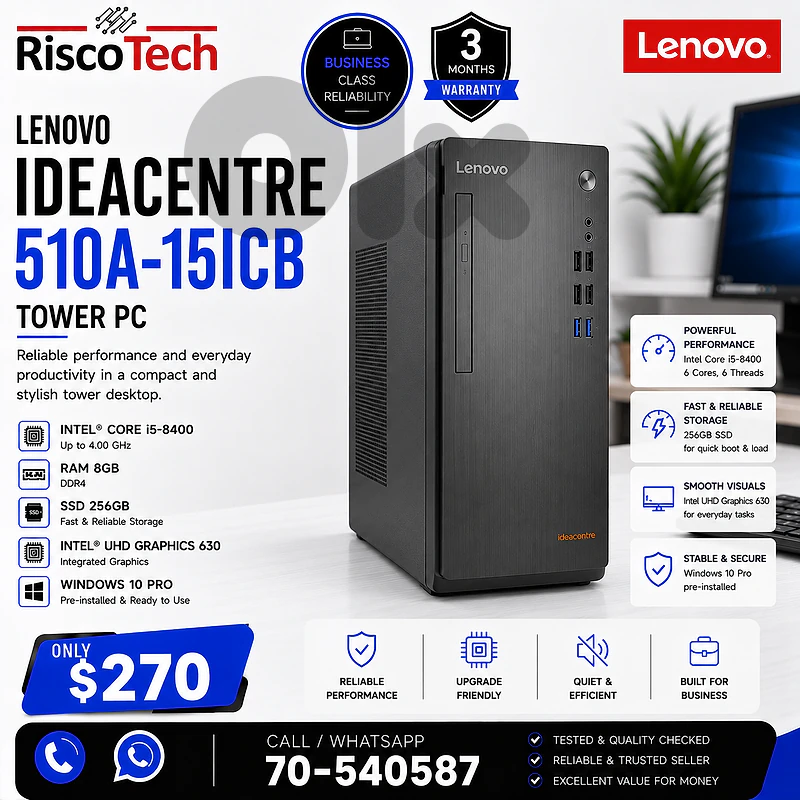 Lenovo IdeaCentre 510A-15ICB Tower PC | i5-8400 | 8GB | كمبيوتر Lenovo IdeaCentre 510A-15ICB Tower PC | i5-8400 | 8GB | كمبيوتر