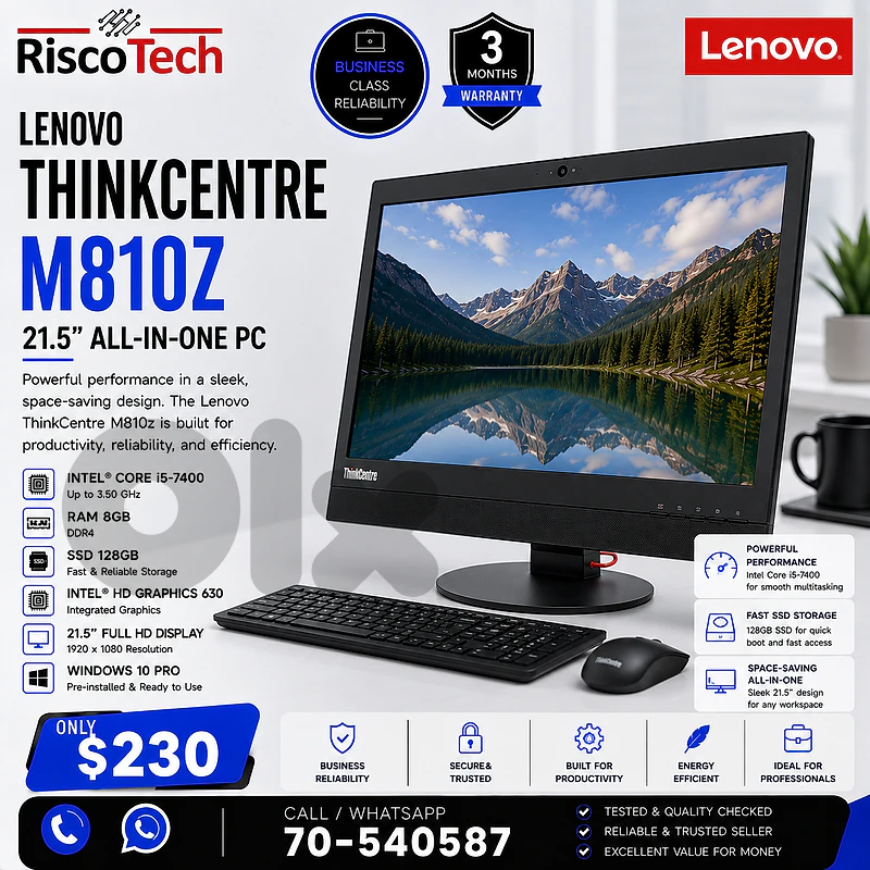 Lenovo ThinkCentre M810z All-in-One PC | i5-7400 | 8GB | كمبيوتر Lenovo ThinkCentre M810z All-in-One PC | i5-7400 | 8GB | كمبيوتر