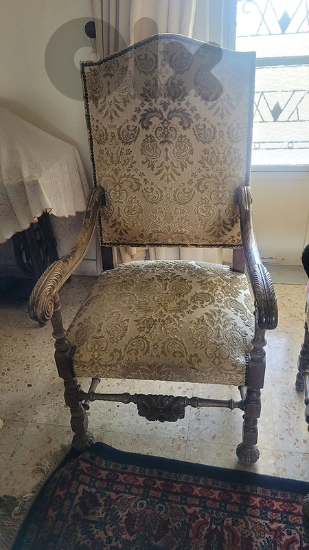 two wooden carved vintage chairs