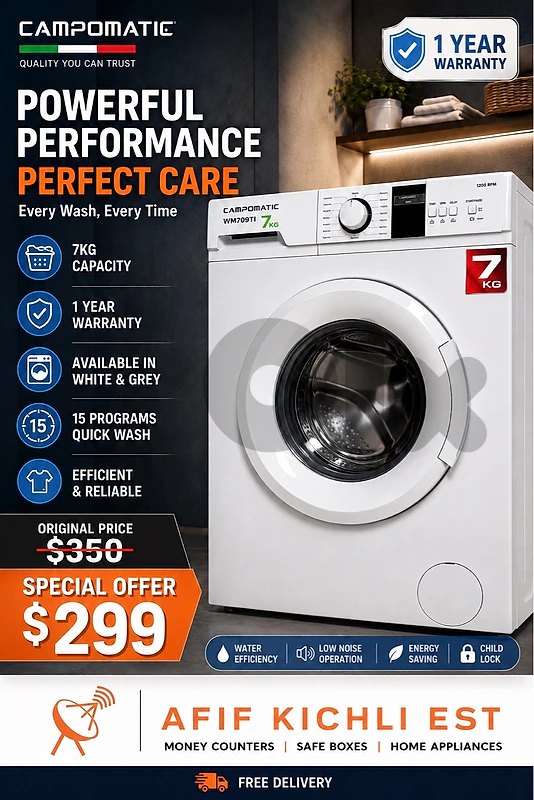 Campomatic Samsung 7-10kg Washing Machine  غسالة كفالة شركة