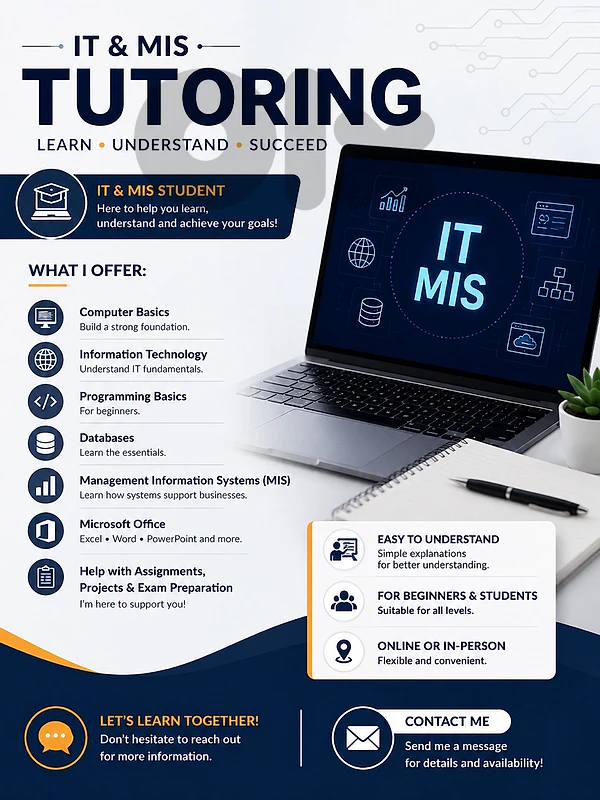 💻 IT & MIS Tutoring Available