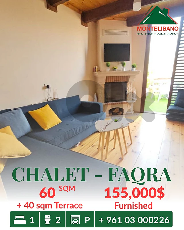 60 sqm Chalet in New Building For Sale in Faqra with 40 sqm Terrace 60 sqm Chalet in New Building For Sale in Faqra with 40 sqm Terrace