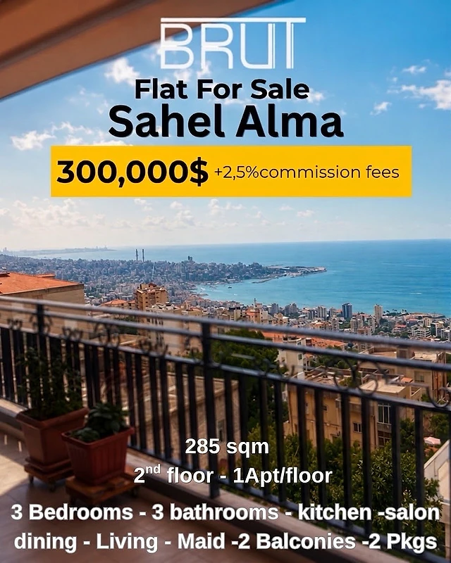 285 sqm panoramic Sea view apartment for sale in Sahel aalma