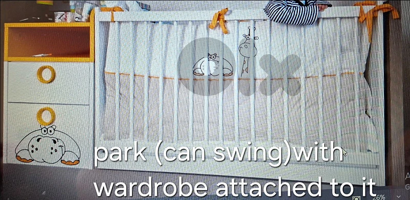 park swing with comodina and mattress