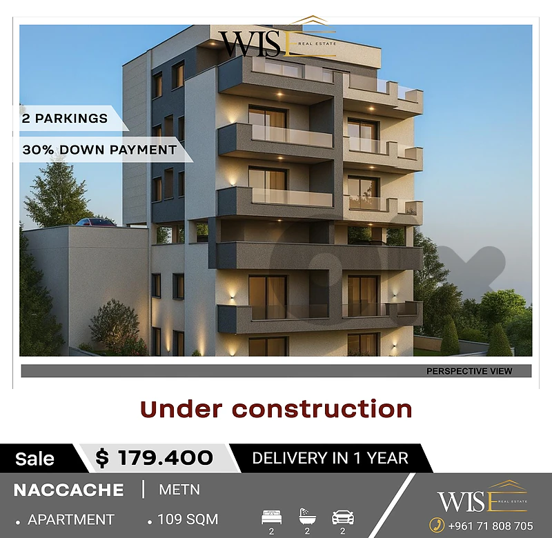 🏡 109 SQM Apartment for SALE in Naccache – Under Construction!