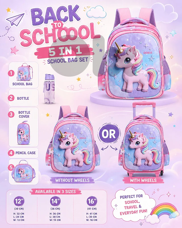 Buy 1 get 5 School Bags Set  مجموعة مدرسيةاشتري ١ تحصل على ٥