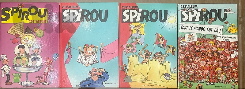 Lot de 4 Albums Spirou – Vintage / BD Dupuis (N° 205, 231, 232, 233)