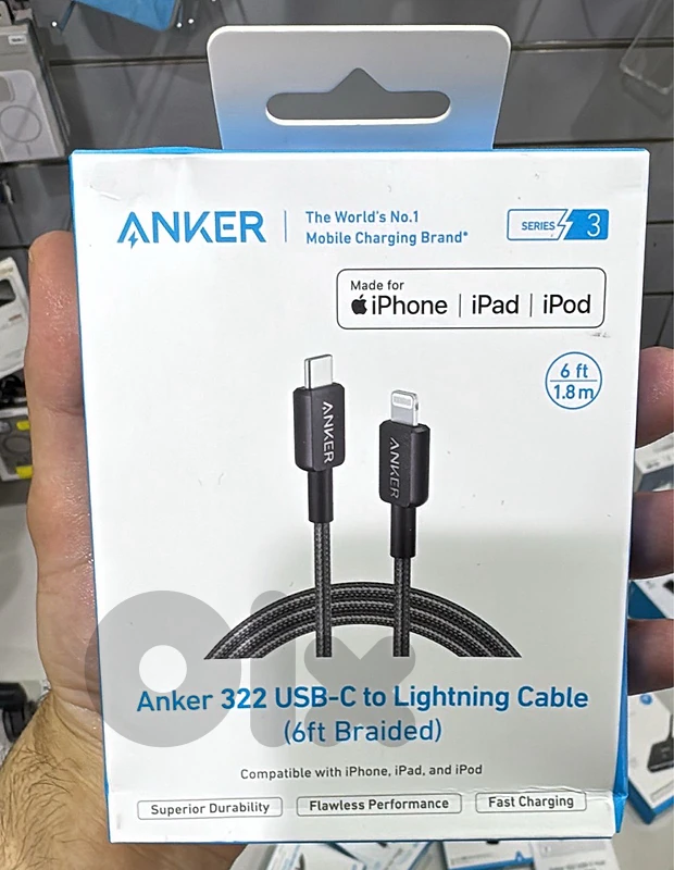 Anker 322 usb-c to lightning 6ft black braided cable