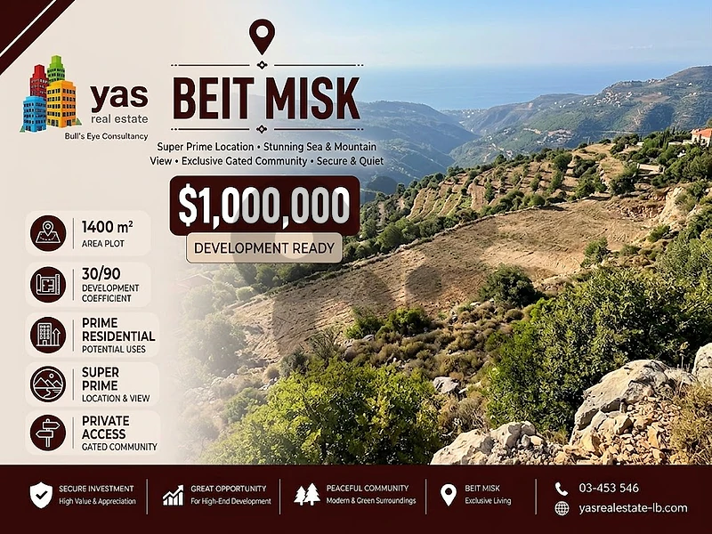 Beit Misk 1400m2 | Land | Prime Location | Ideal Investment | TCH