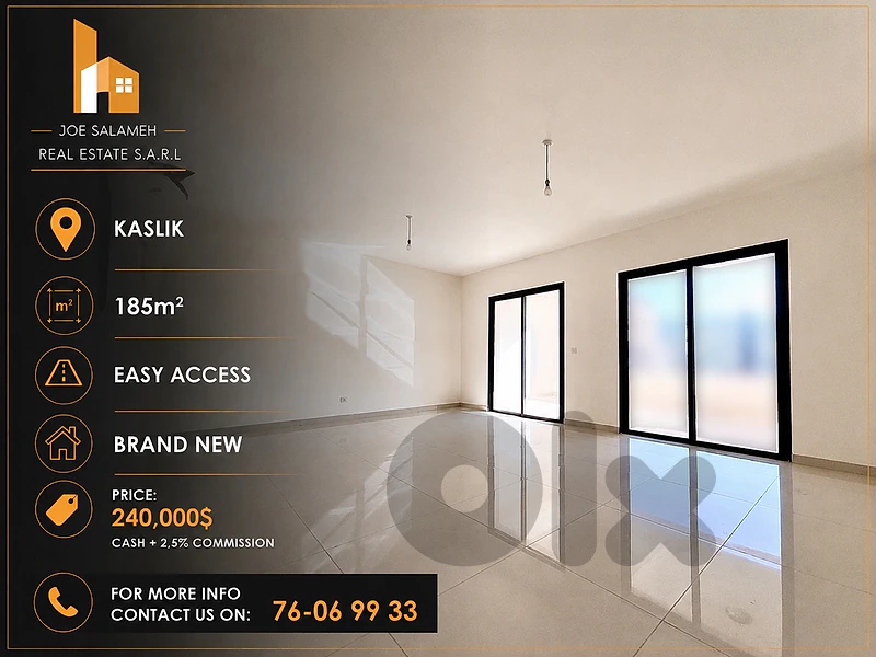 Apartment for sale 185m2 brand new Kaslik City View 240,000$cash