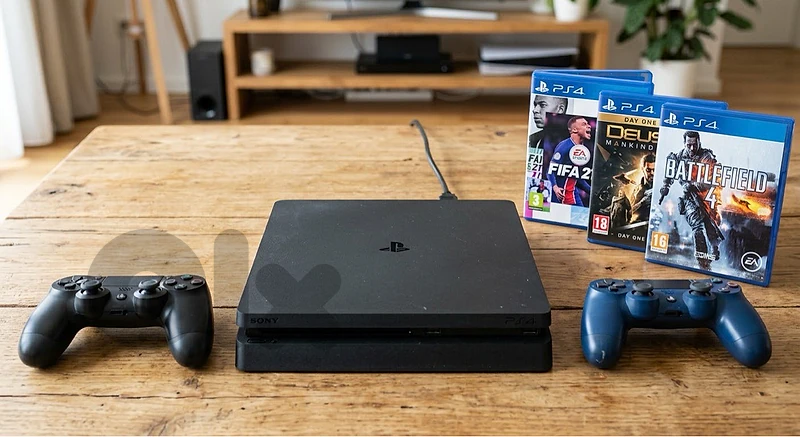 PS4 Slim 1TB + 2 Controllers + 3 Games – Excellent Condition