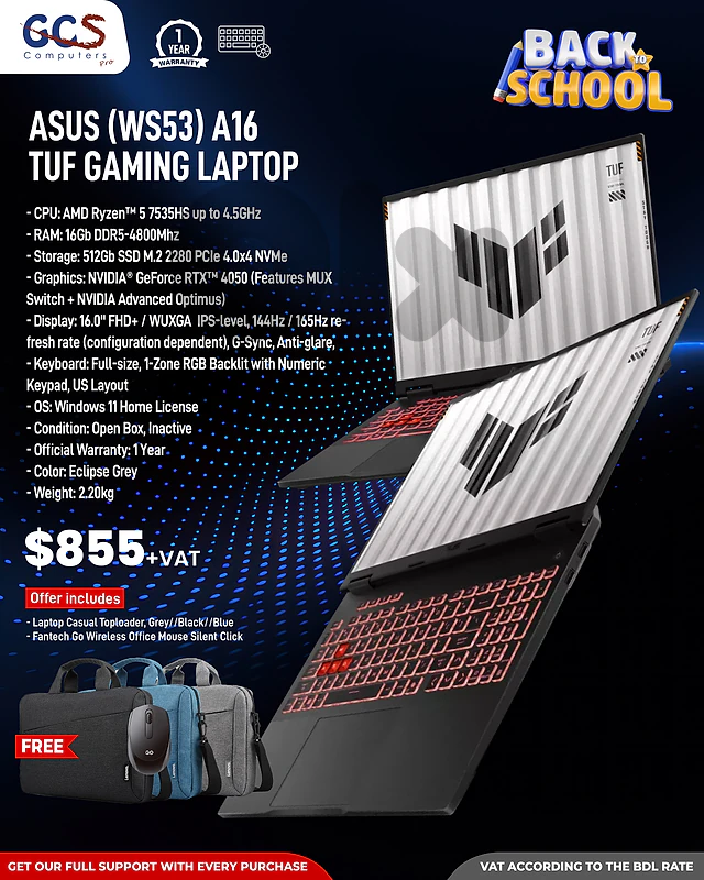 Asus (WS53) A16  TUF Gaming Laptop