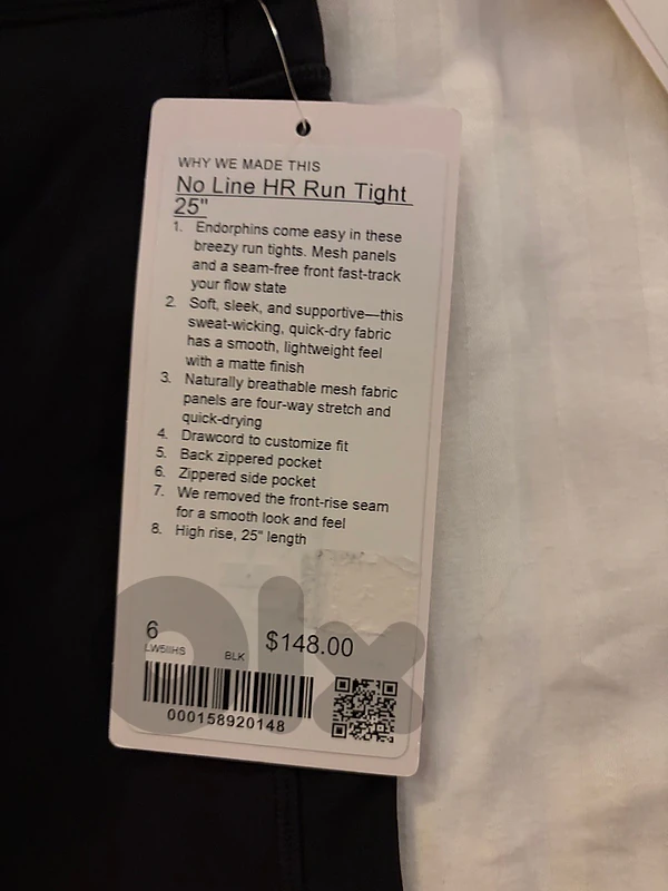 lululemon new with tags HR run tight black size 6