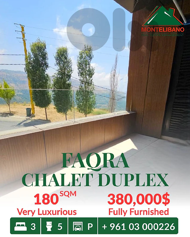 180 sqm Chalet Duplex in New Building For Sale in Faqra