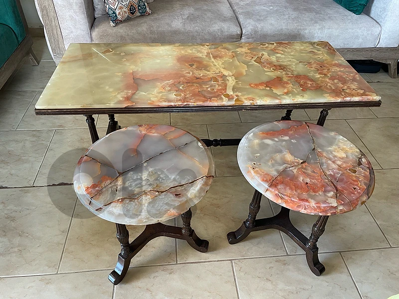 Antique onyx table and coffee tables
