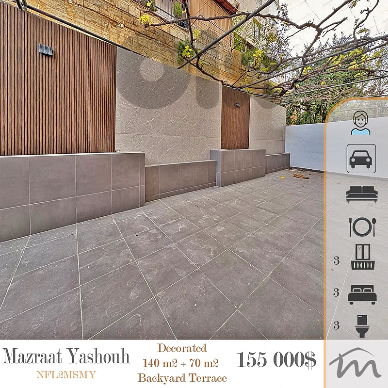 Mazraat Yashouh | Signature | Decorated 3 Bedrooms Apt + 60m² Terrace