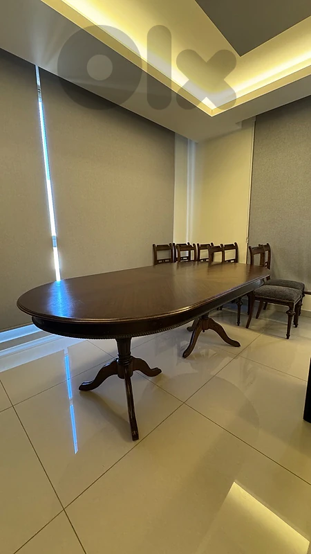 dinning table, 8 chairs & buffet