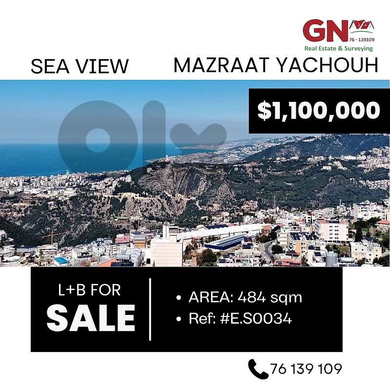 Land and Bldg Mazraat Yachouh 484m² with 4 floors 200m² ONLY for 1100K