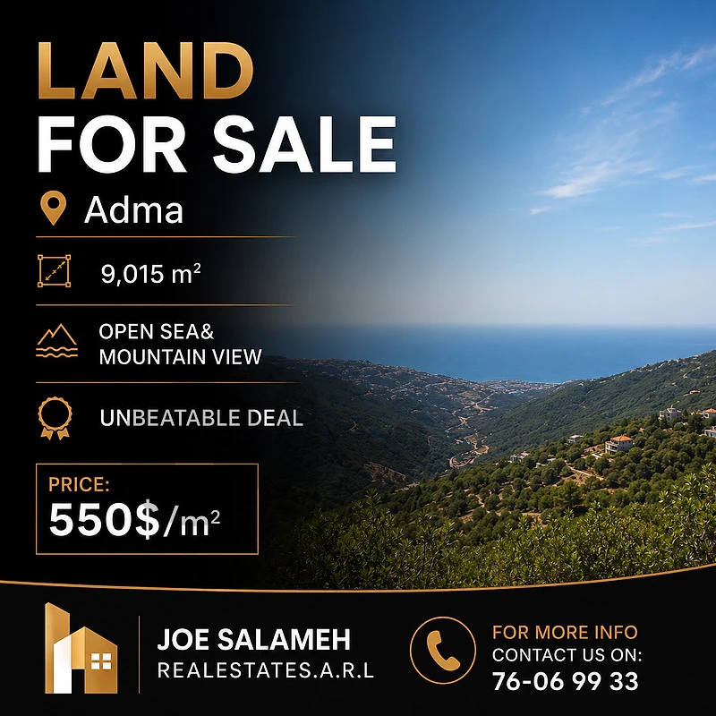 Catch Investment Land for sale in Adma 9,015m2 Open View only 550$/m2