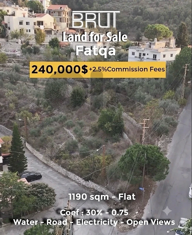 1190 sqm Land for sale in Fatqa Adma Keserwan