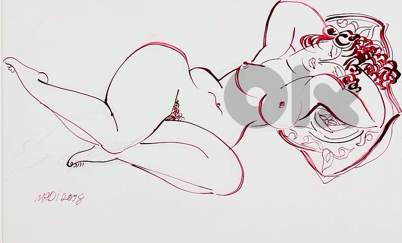 Hussein Madi - Reclining Nude Woman