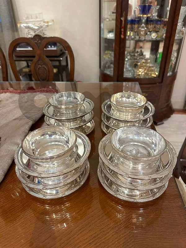 set of 12 pcs silver plated serving bowls english excellent condition
